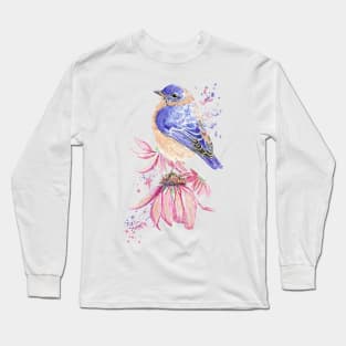 Watercolor Eastern Bluebird Birds Long Sleeve T-Shirt